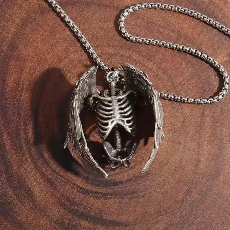 Skeleton Wing Necklace Sweater Chain