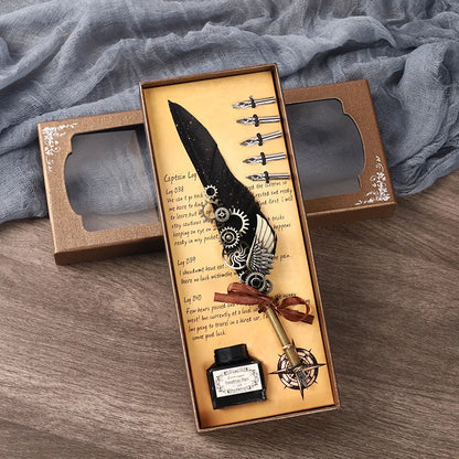 5-Color Feather Dip Pen Set