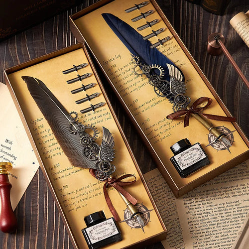 5-Color Feather Dip Pen Set
