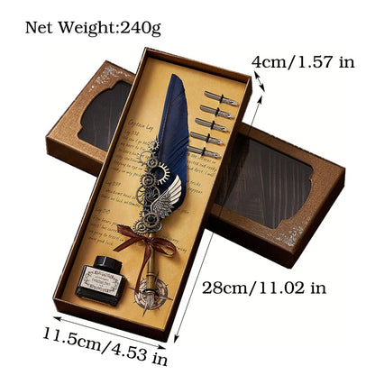 5-Color Feather Dip Pen Set