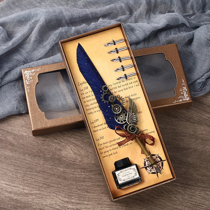 5-Color Feather Dip Pen Set