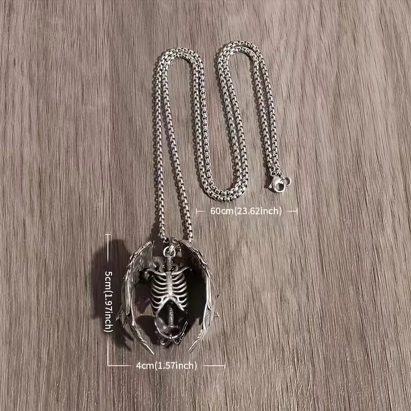 Skeleton Wing Necklace Sweater Chain