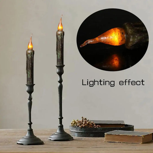 17cm LED Flameless Wax Candle – Black Retro